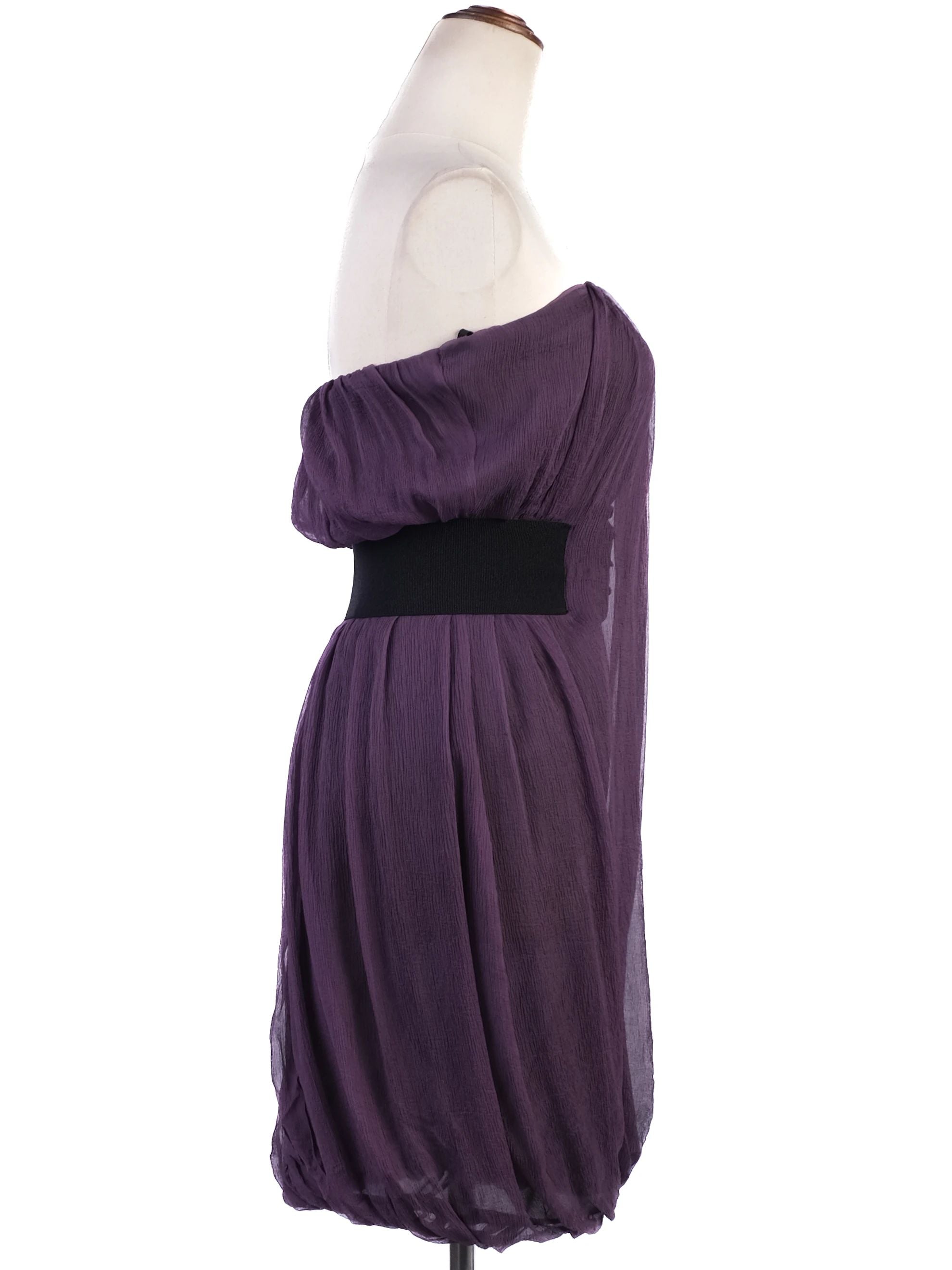 Excellent Alexander McQueen Purple Silk Strapless Dress Size S