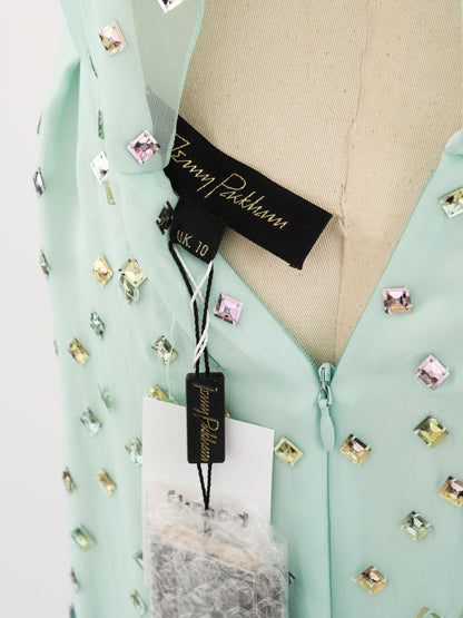 NEW Jenny Packham Green Silk Sleeveless Gown Size M