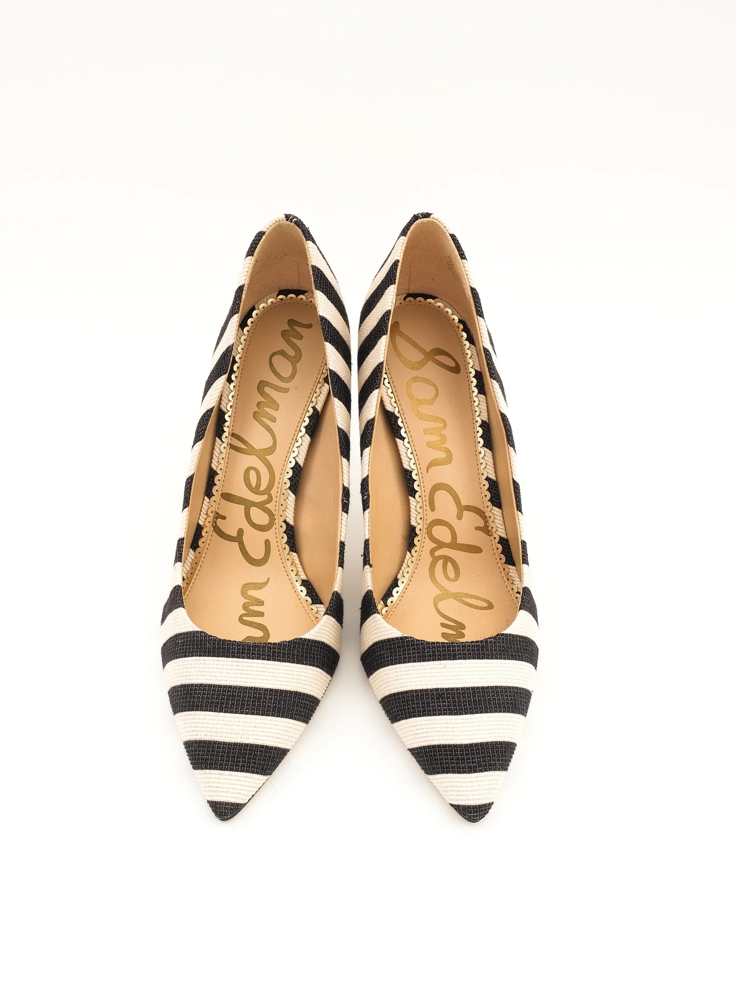 Excellent Sam Edelman Black &amp; White Striped High-Heeled Shoe Size 38.5