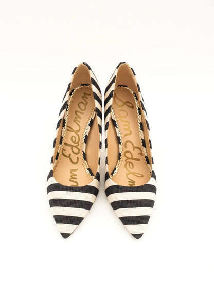 Excellent Sam Edelman Black &amp; White Striped High-Heeled Shoe Size 38.5