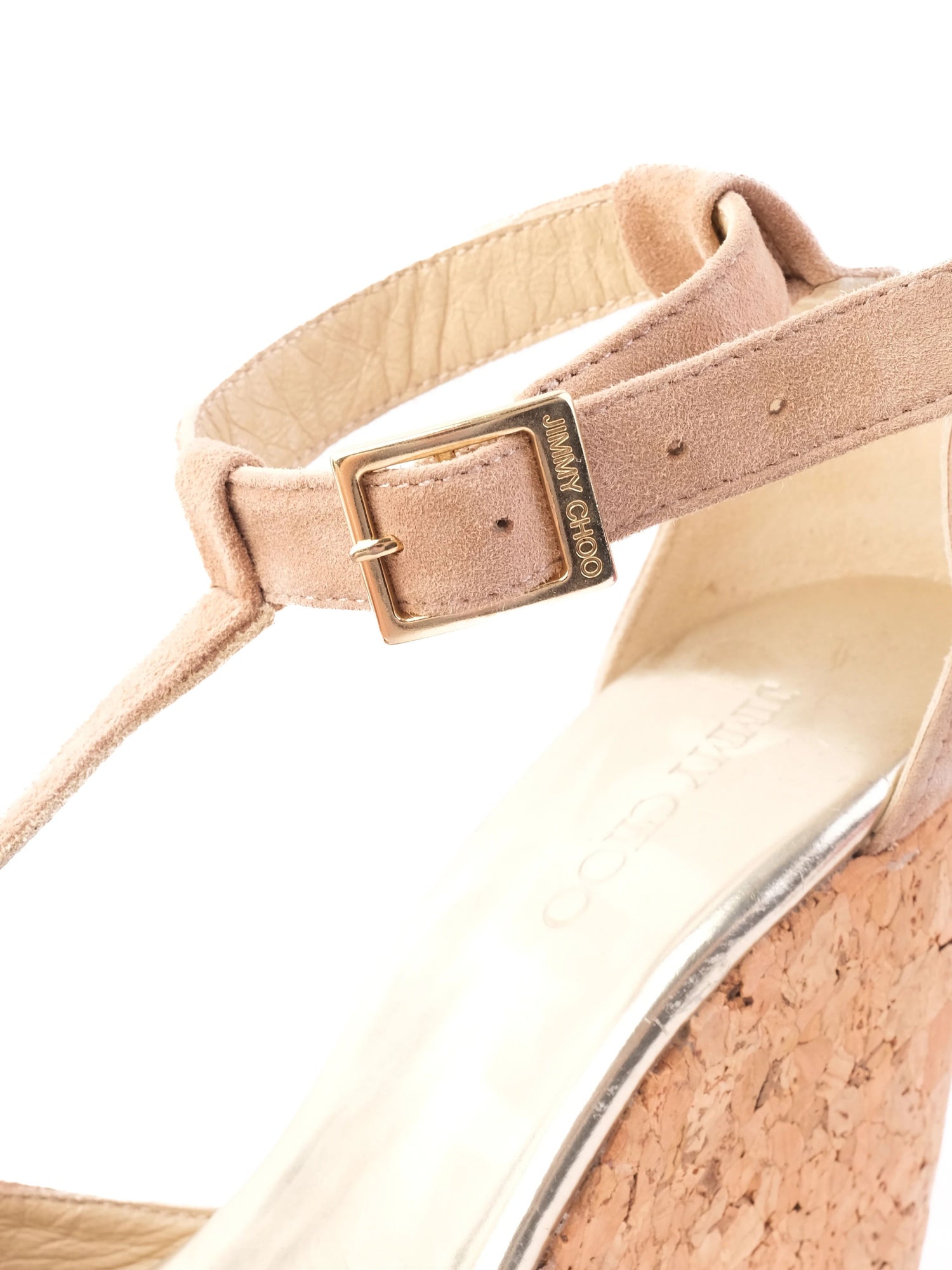 Jimmy Choo White Genuine Suede Wedge Sandals Size 37