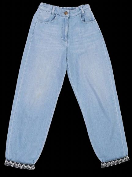 Excellent Missoni Blue Denim Jeans Size S with Chevron Design