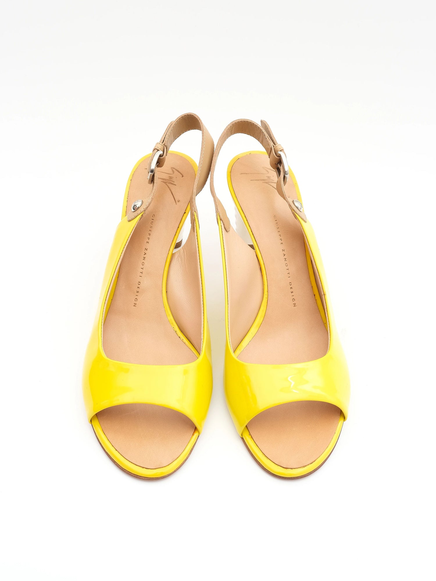 Perfect Giuseppe Zanotti Yellow Leather Slingback Heels Women&