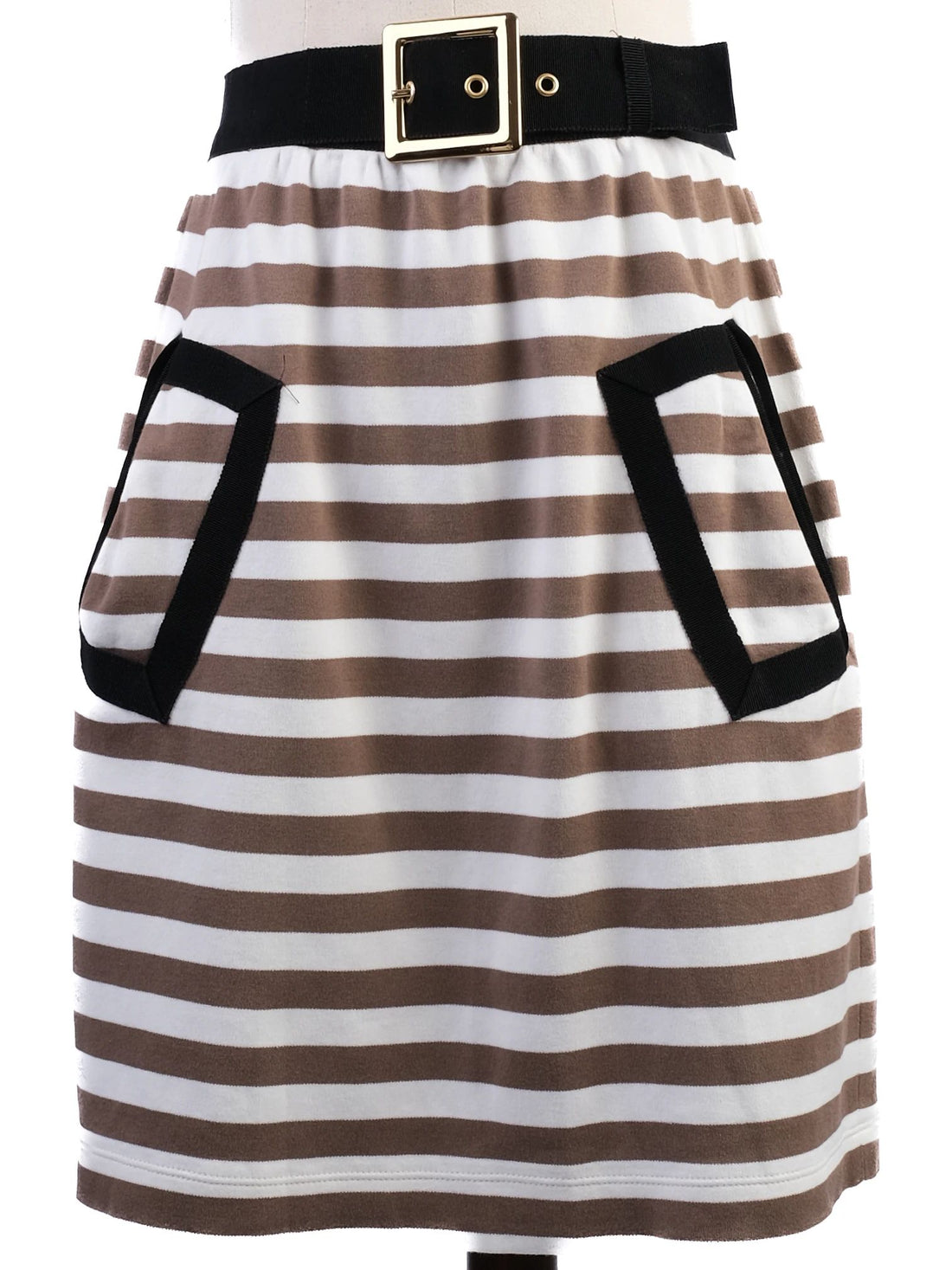 Excellent Moschino Striped Skirt Size M with Black Pockets &amp; Buckle