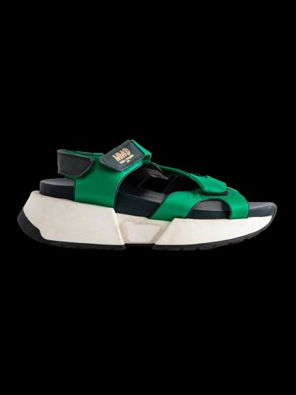 Good Condition Maison Margiela Green Textile Sandals with Chunky Soles