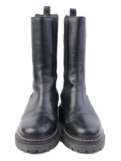 Excellent Pinko Black Leather Ankle Boots with Rugged Sole