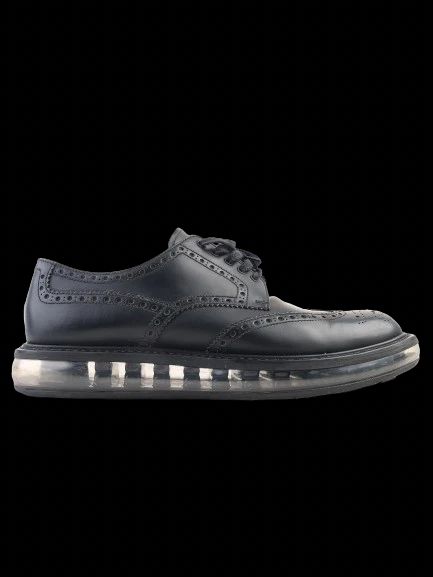 Excellent Prada Black Leather Brogue Shoes Size 40.5 with Air Cushion