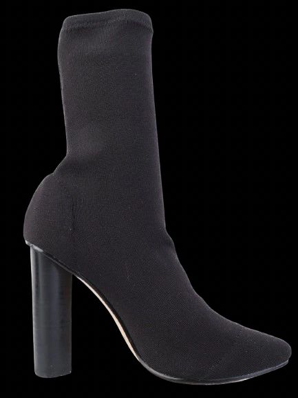 Excellent Pier Lucci Black Sock Boots Size 37 High Block Heel