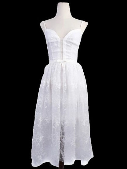 Excellent Isabel Garcia White Sheer Lace Dress Size XS