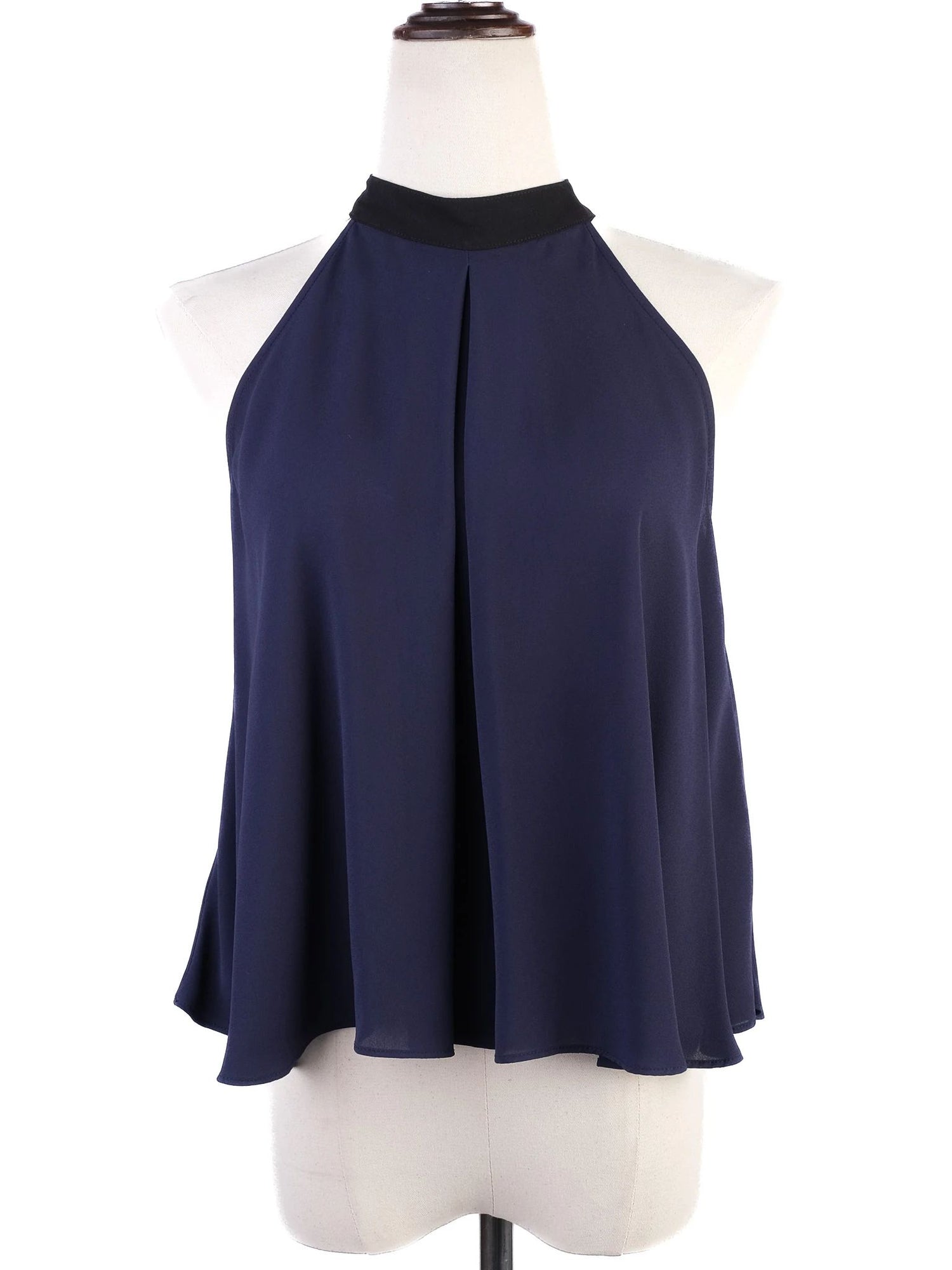 BCBGeneration Blue Halter Top with Black Collar Size XS - Excellent Condition