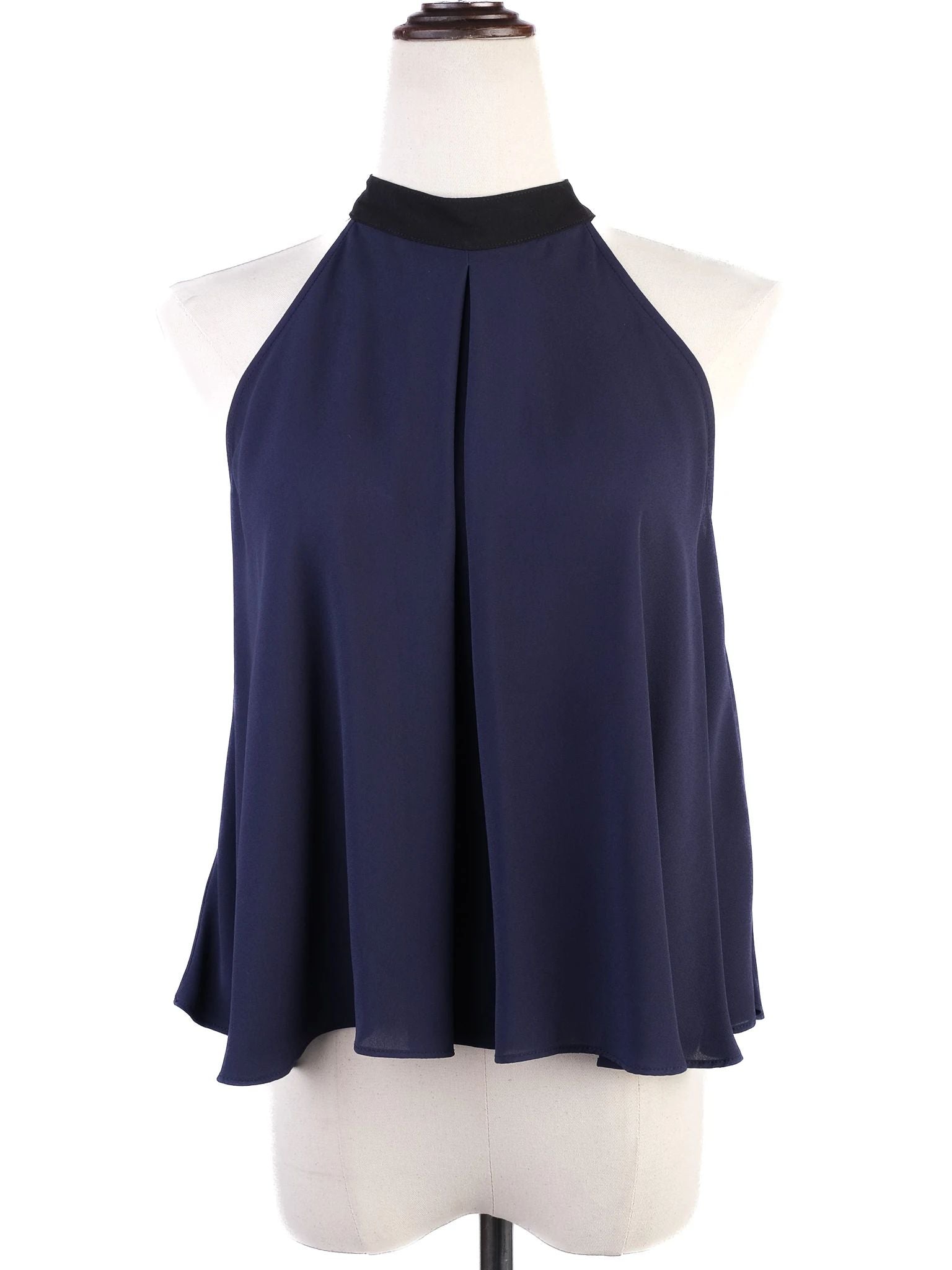 BCBGeneration Blue Halter Top with Black Collar Size XS - Excellent Condition