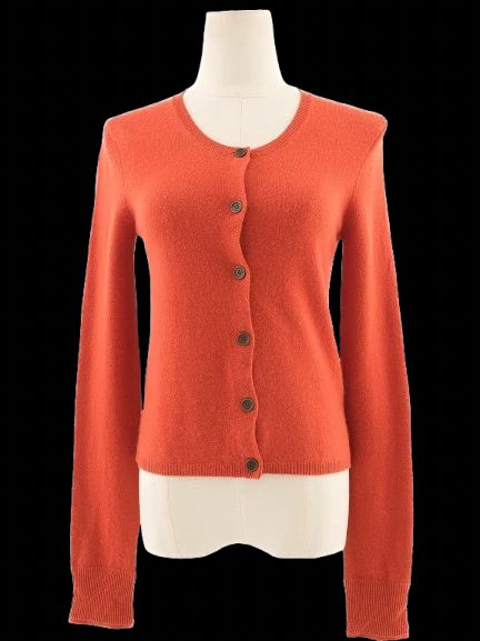Excellent Burberry Orange Cashmere Cardigan Sweater Size XS