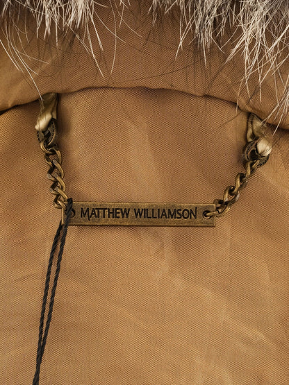 Excellent Brown Jacket with Fur Collar Size S WomenÕs Polyester