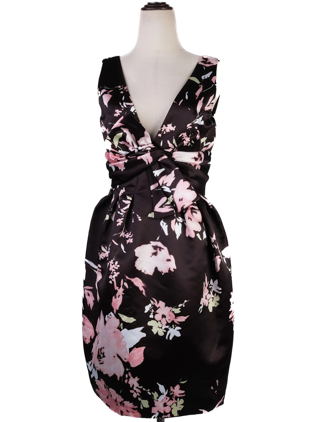 NEW MaxCo Floral Sleeveless Dress Black Pink Polyester Size M