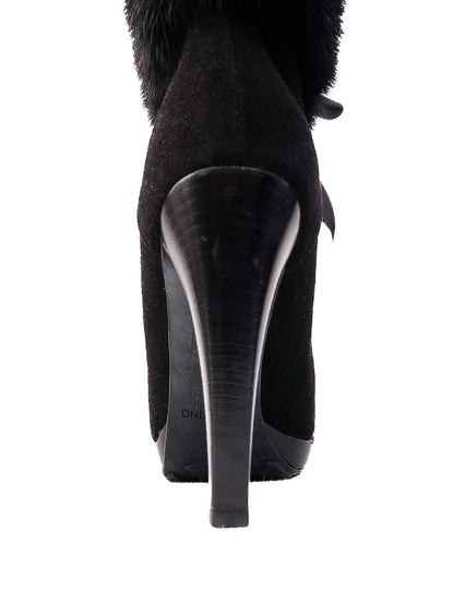 Excellent Valentino Black Leather High-Heeled Ankle Boots Size 38.5