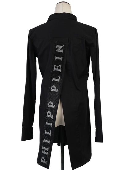 Excellent Phillipp Plein Black Long Sleeve Tunic Shirt Size S