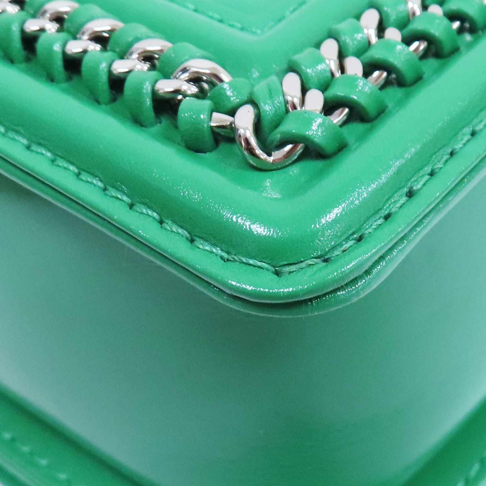 Chanel Matelasse Boy 25 Shoulder Bag Calfskin Green Sliver Tone Metal