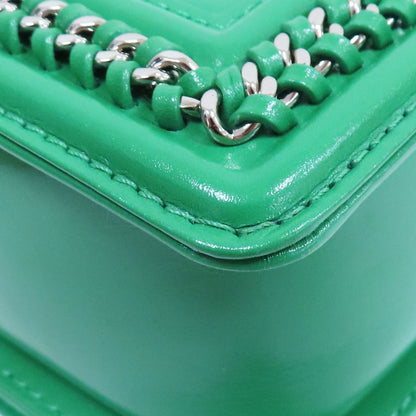 Chanel Matelasse Boy 25 Shoulder Bag Calfskin Green Sliver Tone Metal