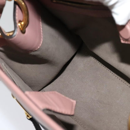 Fendi Runaway Small Hand Bag Leather 2way Pink Gold Auth