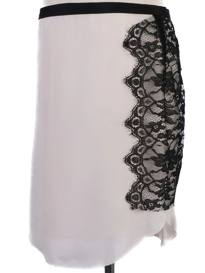 NEW By Malene Birger White Silk Skirt with Black Lace Size XS