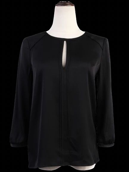 Excellent Hugo Boss Black Silk Blouse Size XS with Keyhole Opening