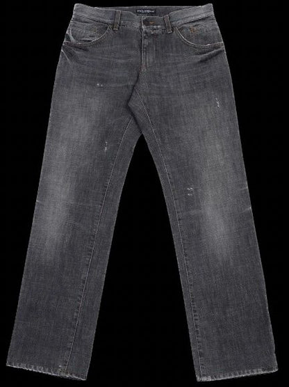 Excellent Dolce Gabbana Dark Gray Distressed Denim Jeans Men
