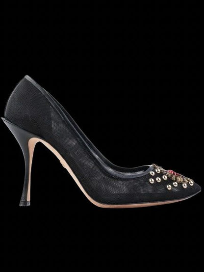 Excellent Dolce Gabbana Black High Heeled Shoes with Embellishments