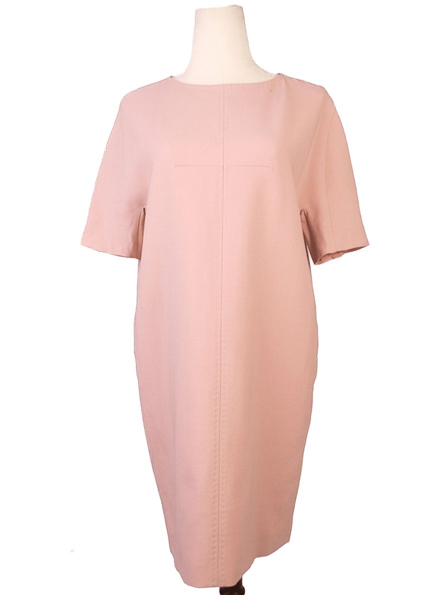 Excellent Max Mara Pink Wool Dress Size S Short Sleeve Knee-Length