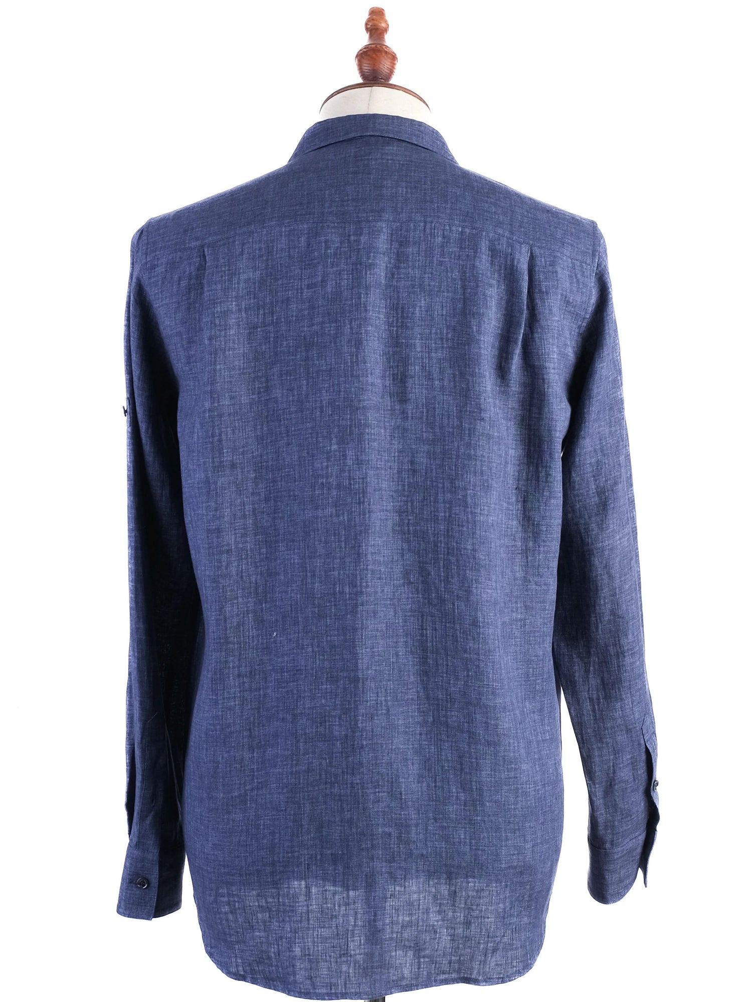 Excellent Loro Piana Blue Long Sleeve Button-Up Shirt Size M