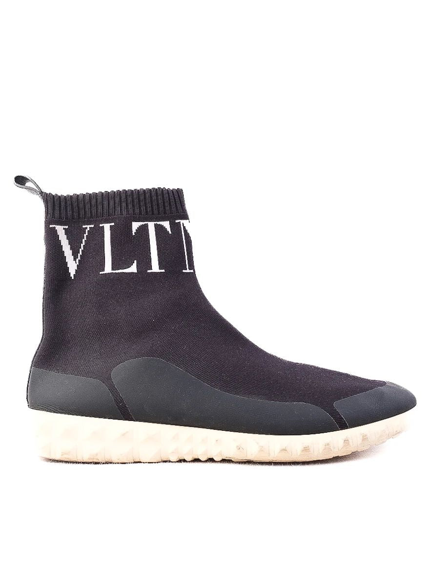 Excellent Valentino Black Sock Sneakers Size 38 with VLTN Detail