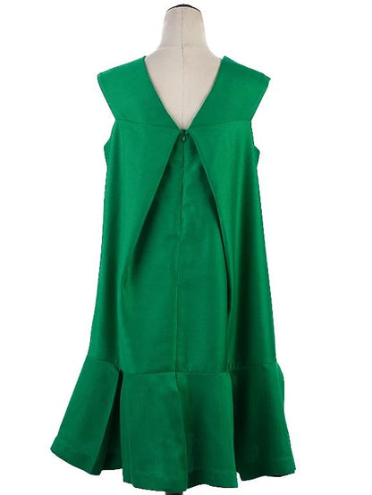 Excellent Paper London Green V-Neck Sleeveless Dress in Viscose
