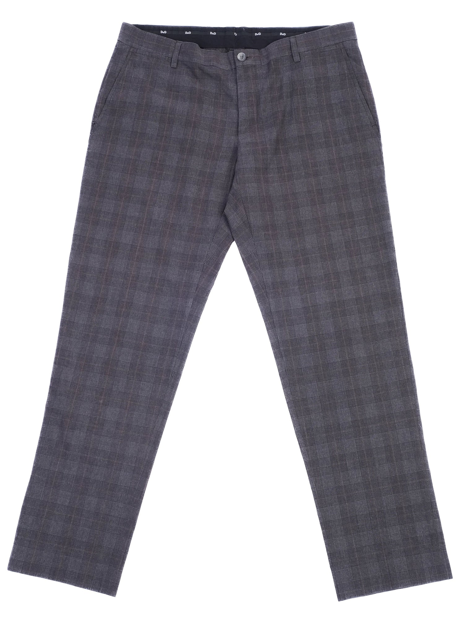 Excellent Dolce Gabbana Gray Plaid Trousers Cotton XXL