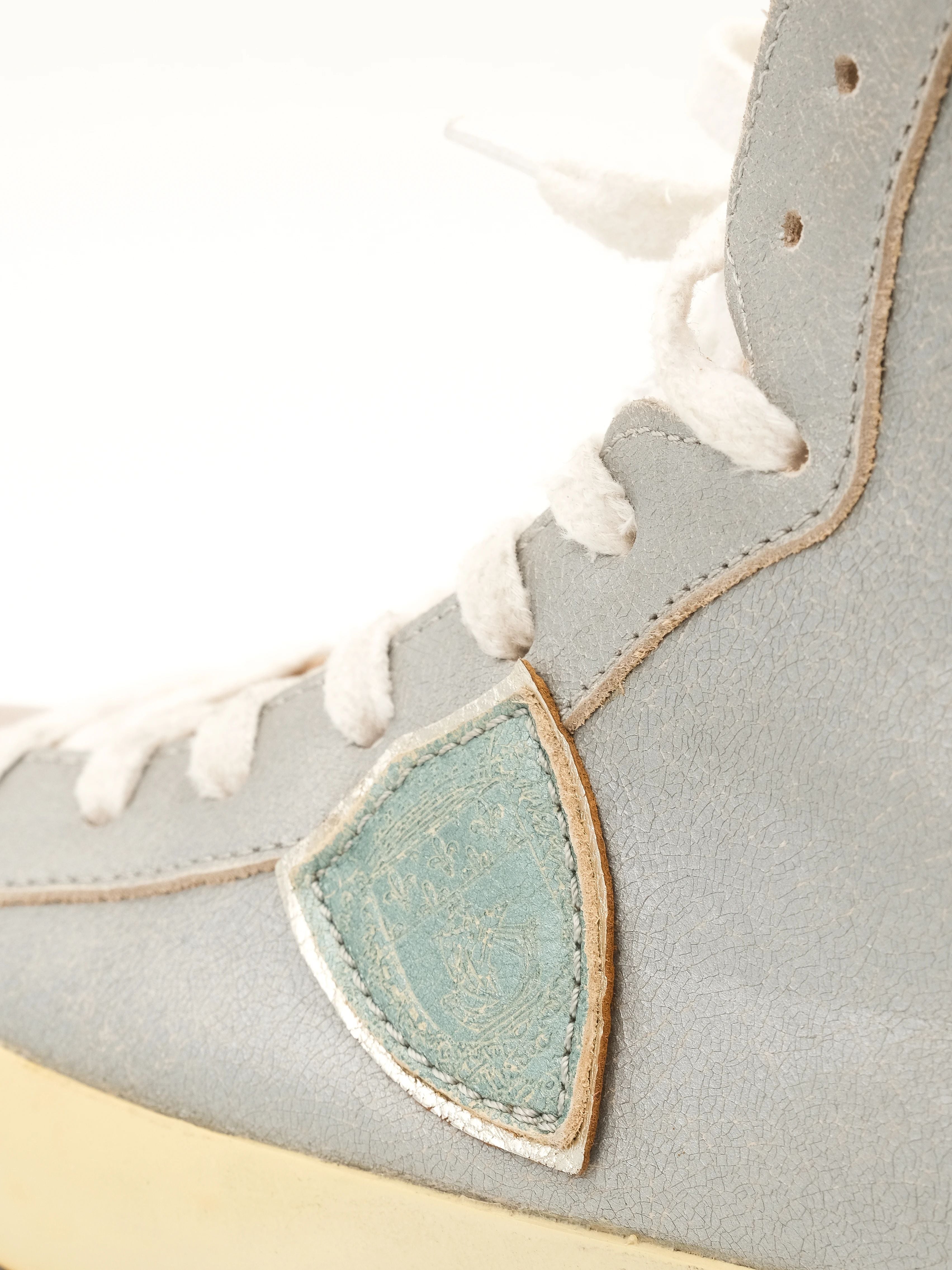 Excellent Philippe Model Gray Leather High-Top Sneakers Size 36