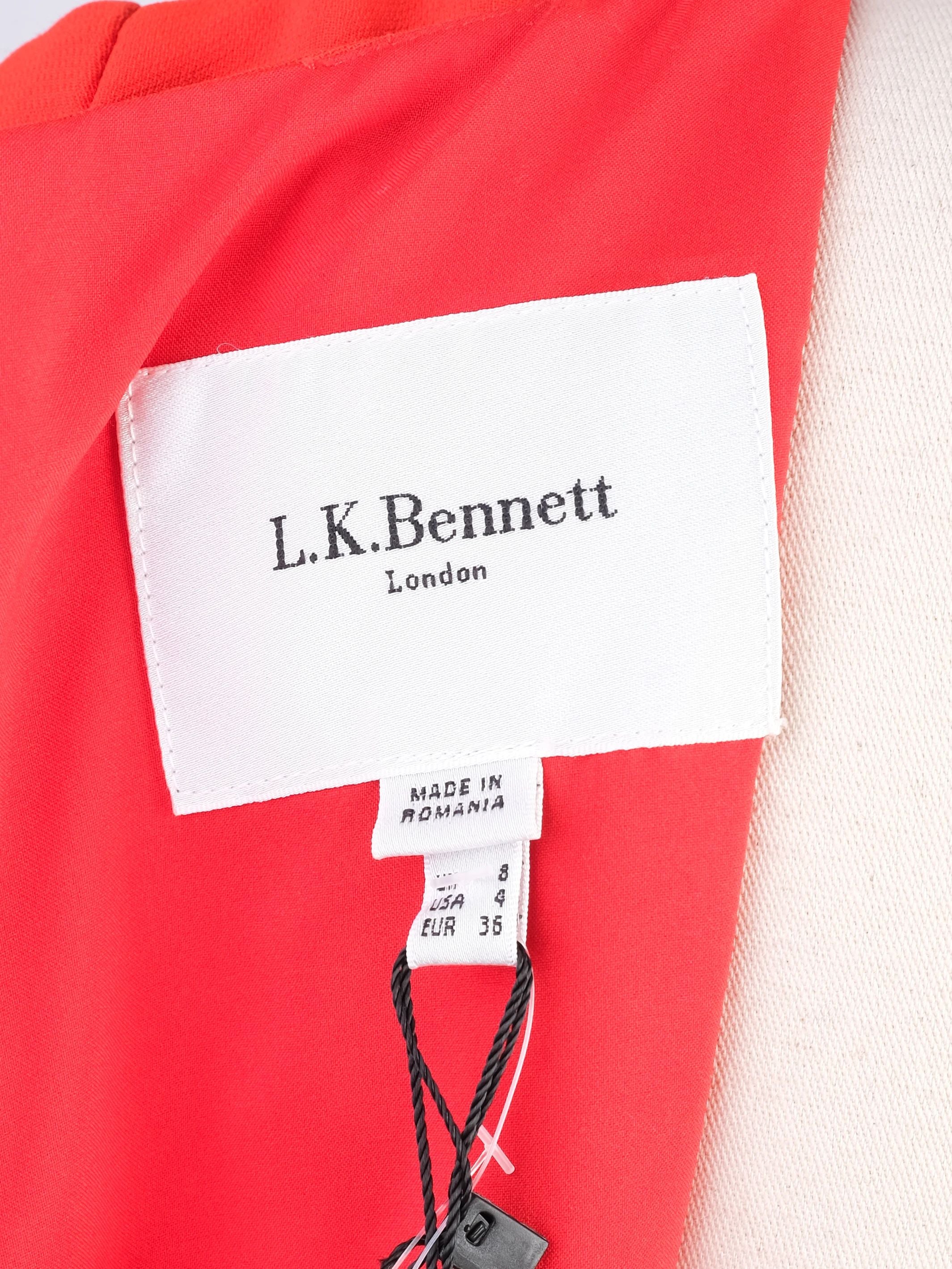 NEW L.K.Bennett Red Midi Dress Polyester Half Sleeves Size N/A