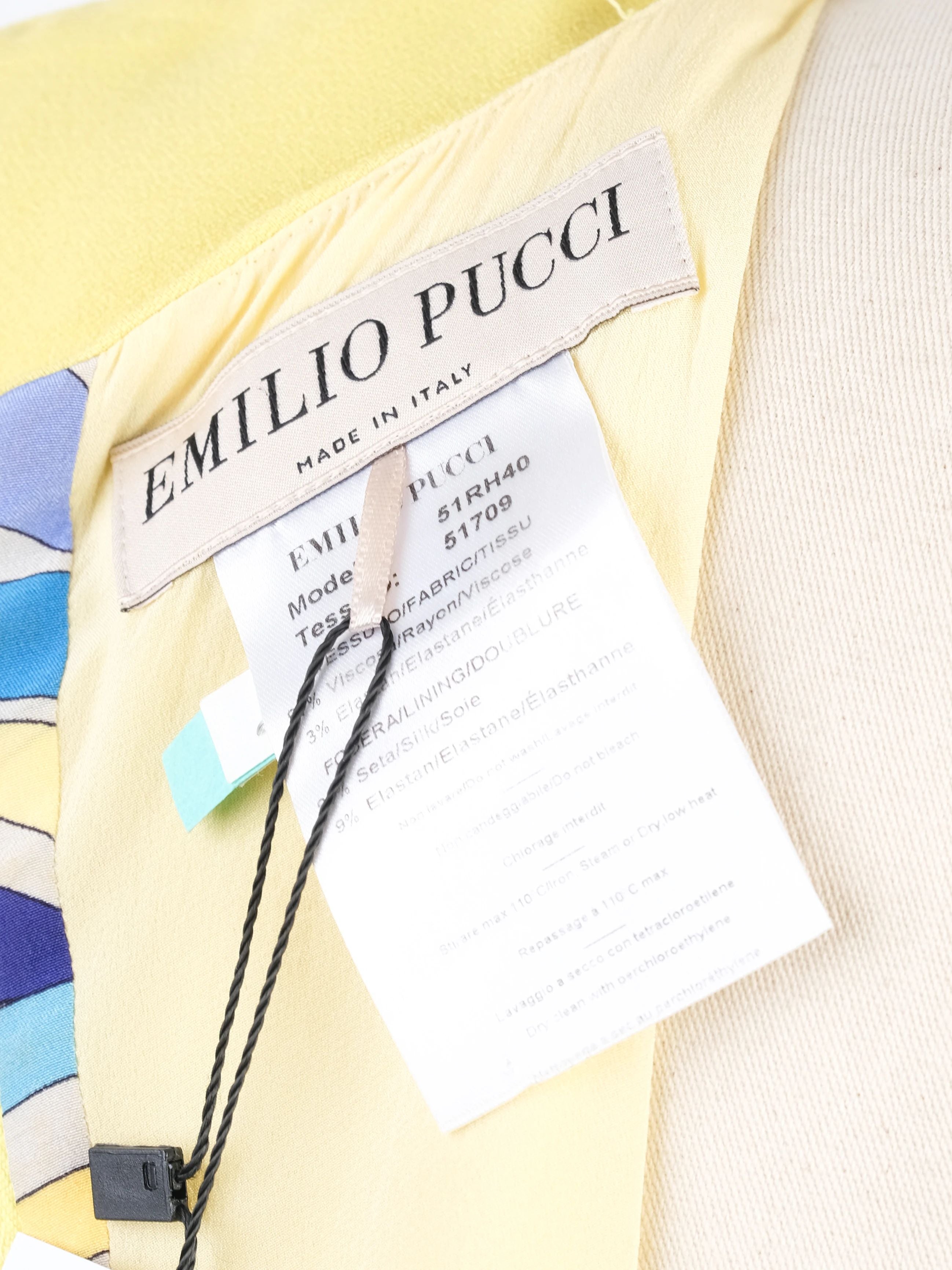 Excellent Emilio Pucci Yellow Sleeveless Dress Size XL Viscose