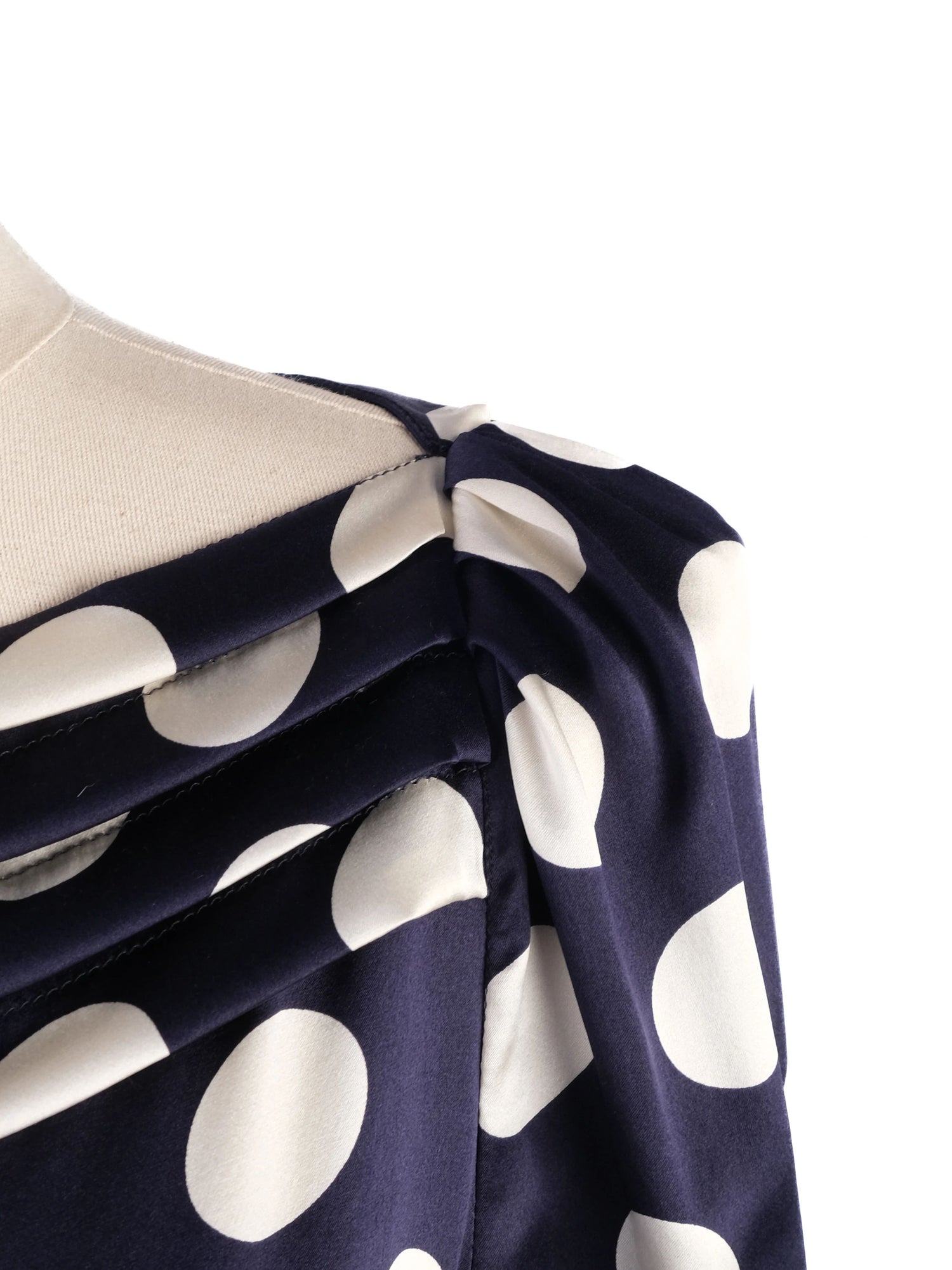 Excellent Moschino Silk Dress Navy White Polka Dots Size N/A