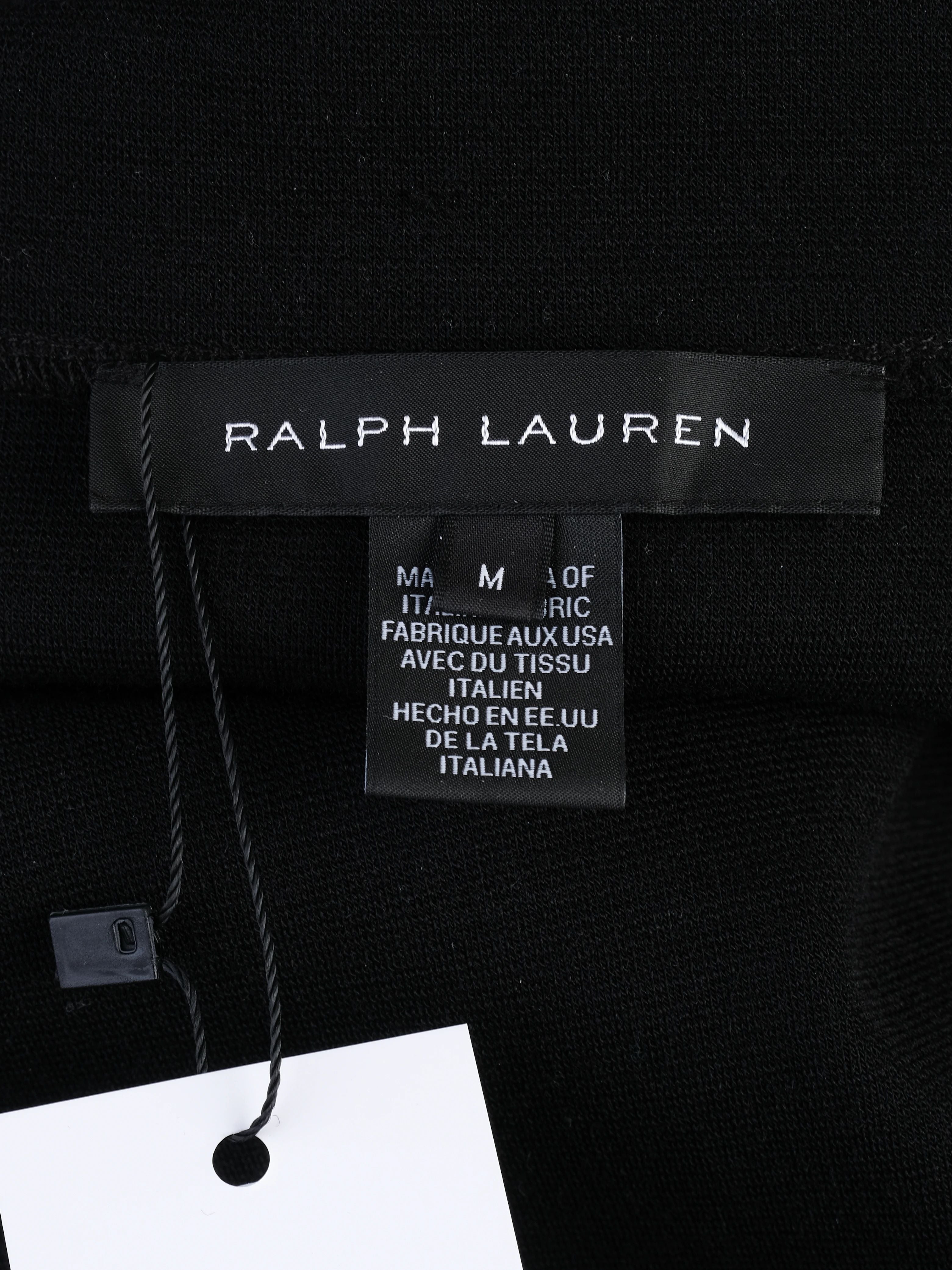 Excellent Ralph Lauren Black Wool Shirt with Faux Leather Collar Size M