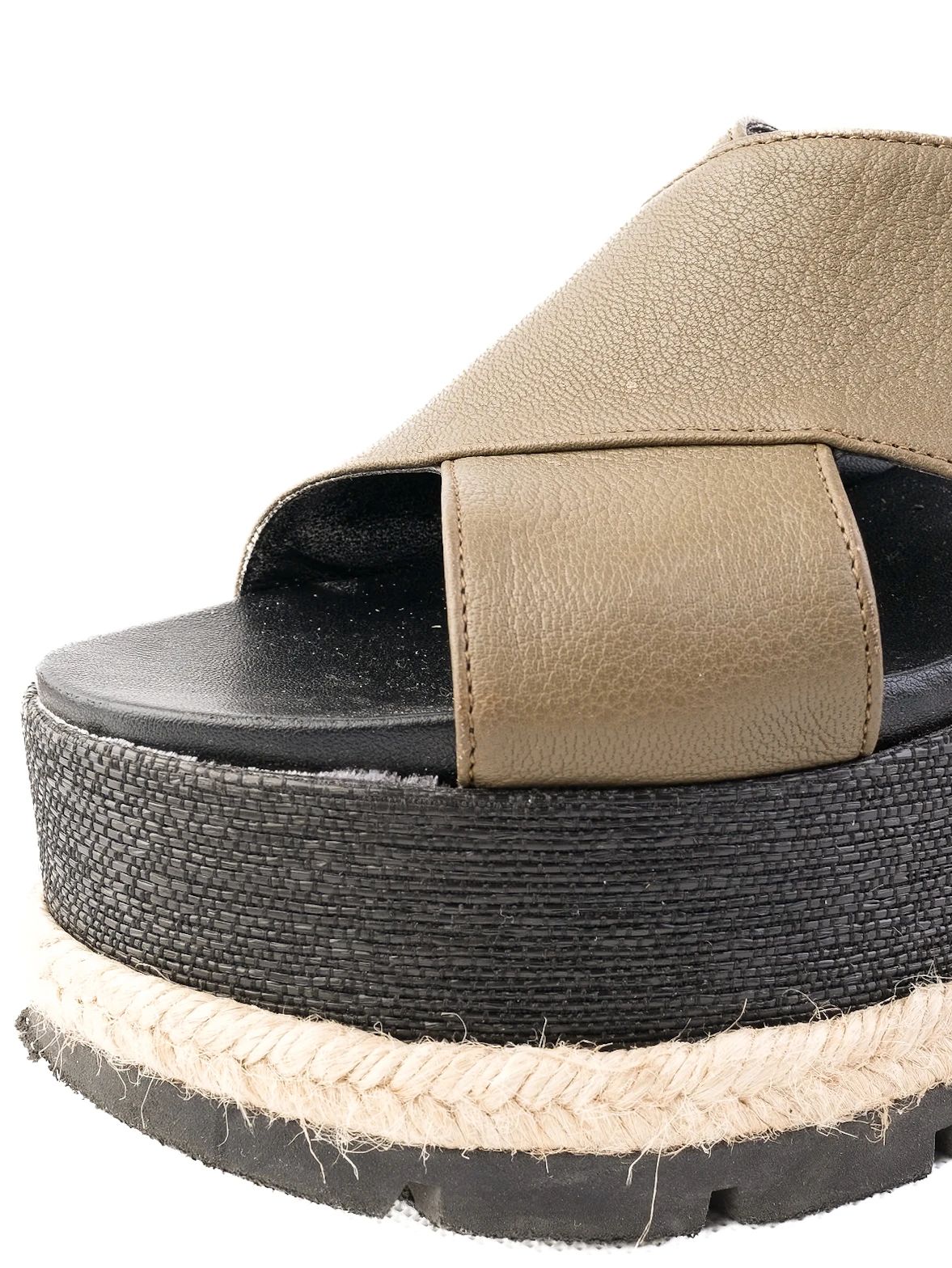 Excellent Jeannot Green Leather Platform Sandals Size 38