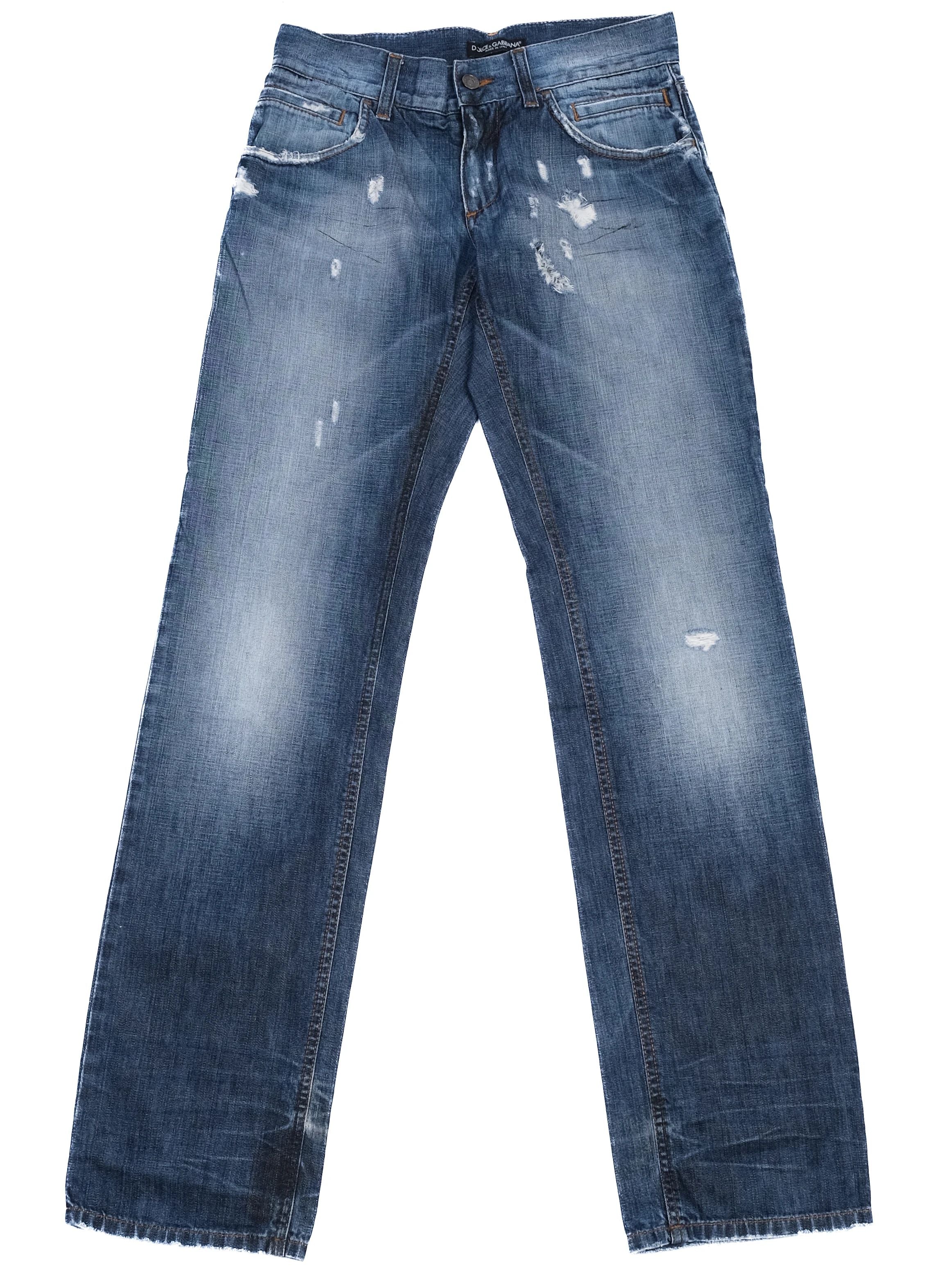 Excellent Dolce Gabbana Blue Distressed Jeans Size XS Men