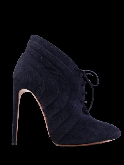 Excellent Alaia Blue Genuine Suede High-Heeled Ankle Boots Size 36.5