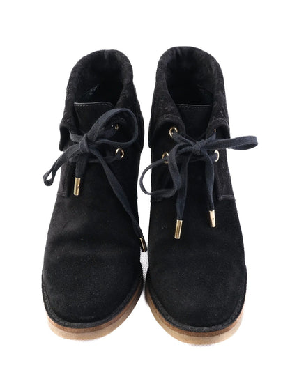 Excellent Louis Vuitton Black Suede Wedge Ankle Boots Size N/A