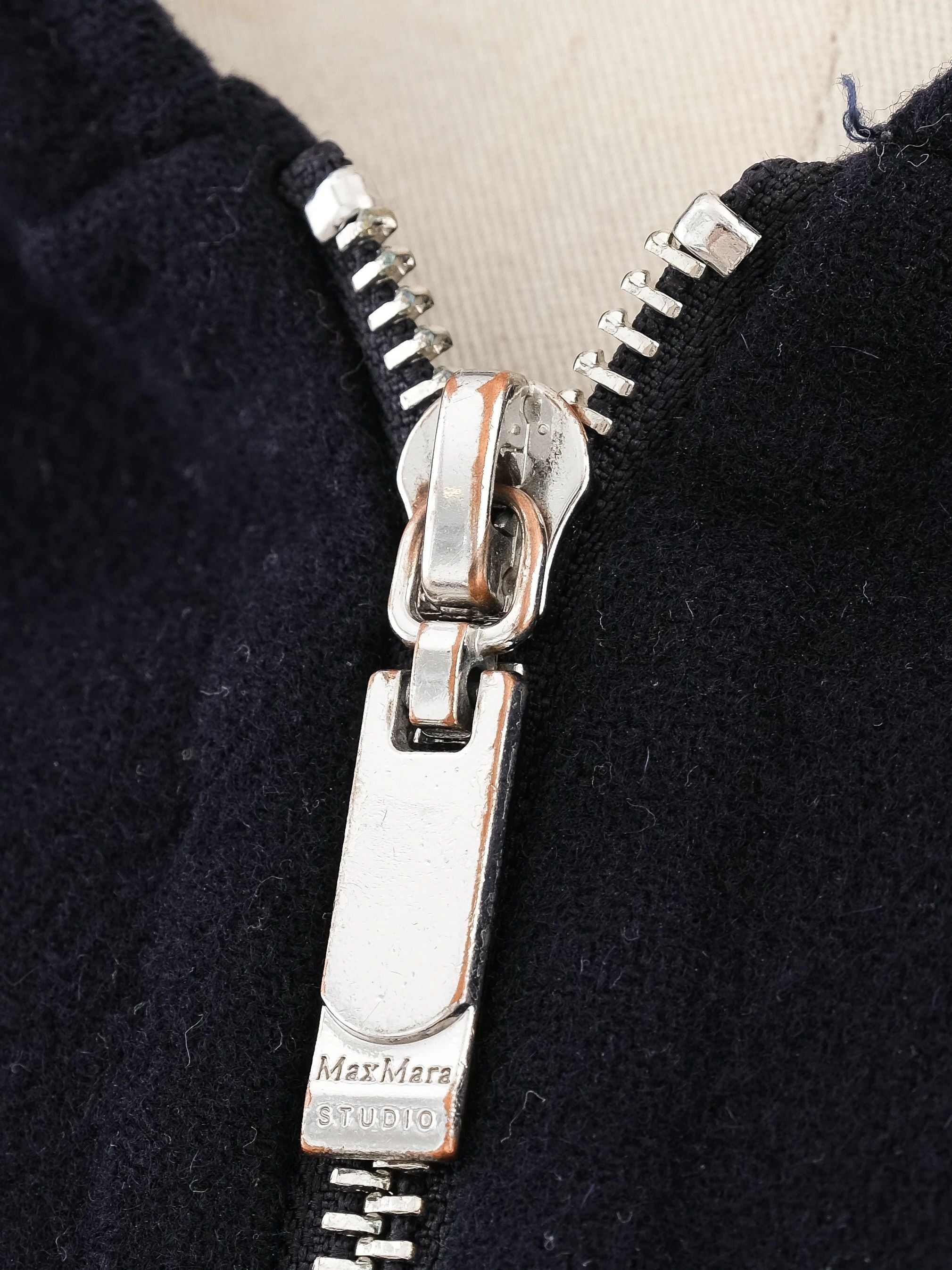 Max Mara Excellent Condition Navy Blue Wool Hoodie Size L