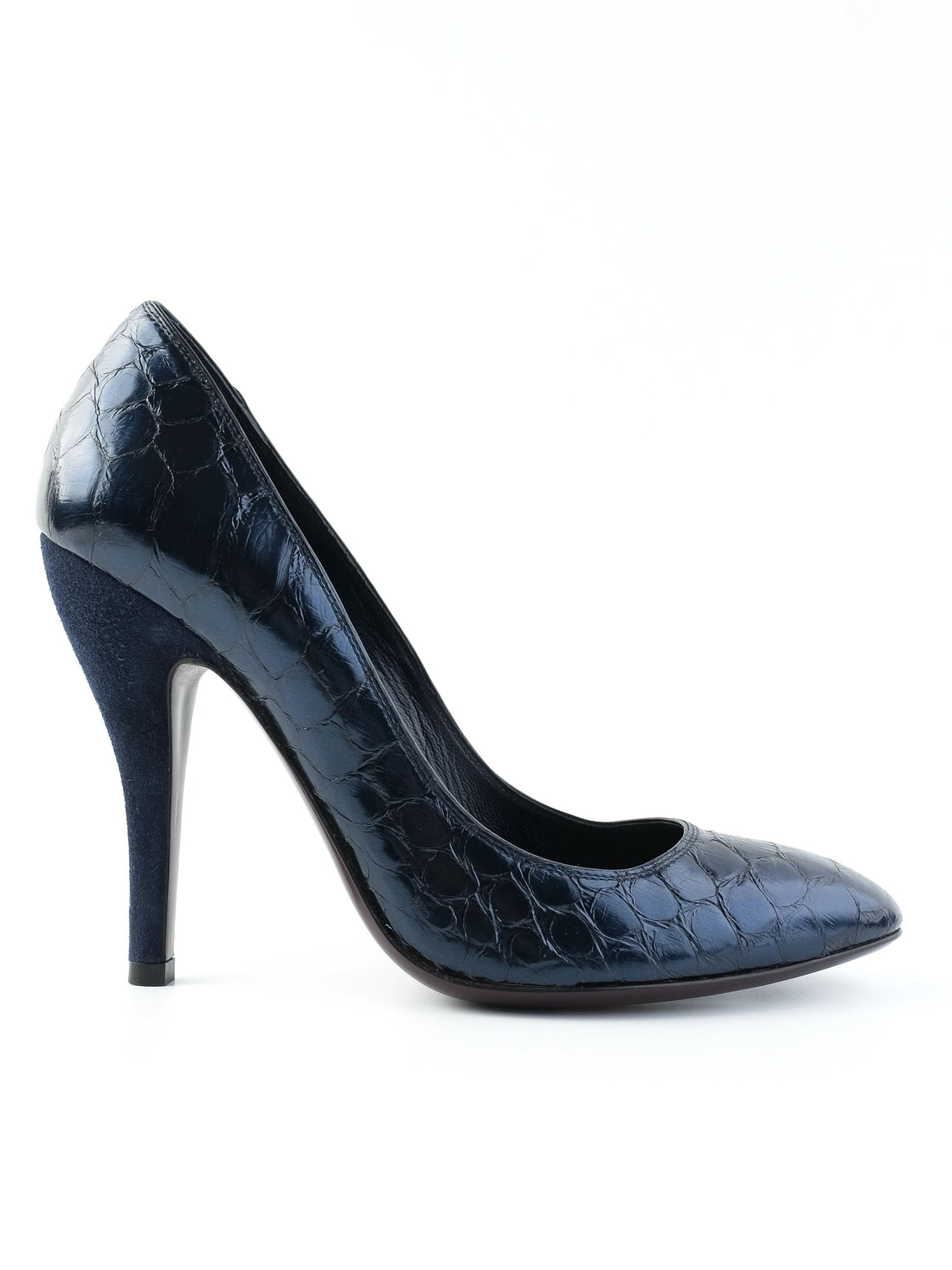 Excellent Gucci Black Leather High-Heeled Shoes Size 38 Made in Italy