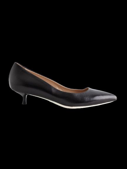 Good MA&LO Black Leather High Heels Size 36 - Kitten Heels