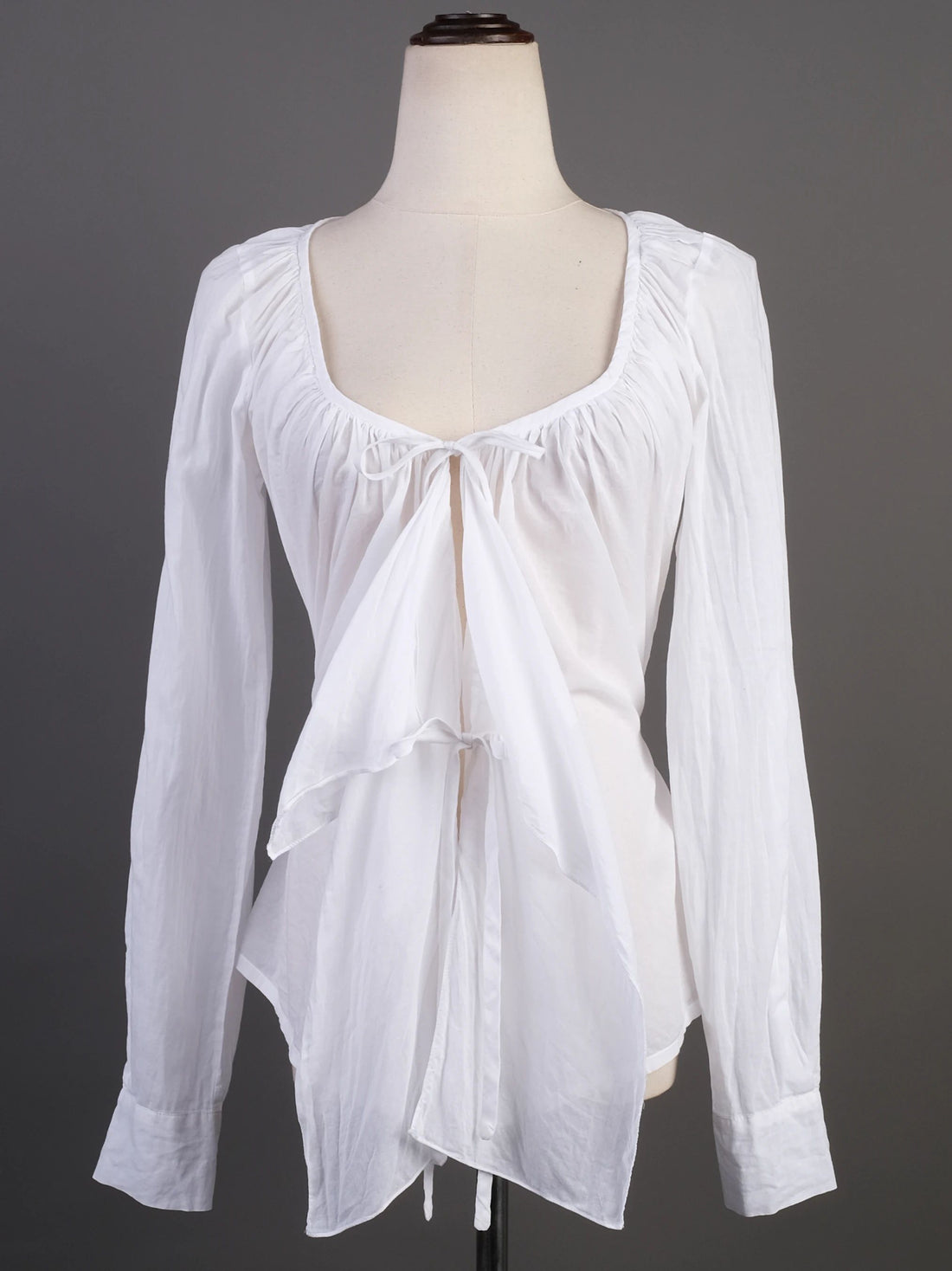 EXCELLENT Plein Sud White Cotton Blouse with Tie Front Design