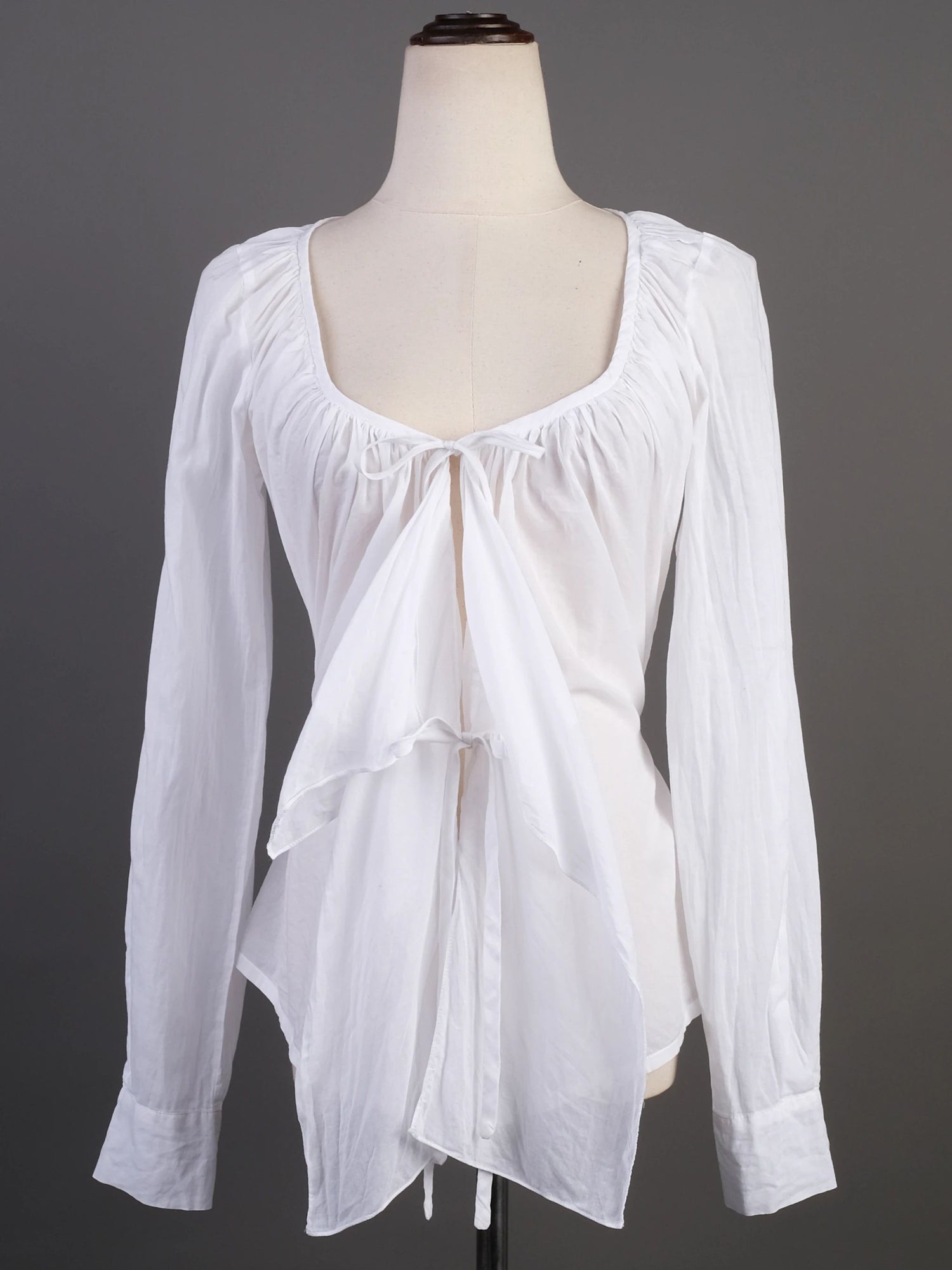 EXCELLENT Plein Sud White Cotton Blouse with Tie Front Design
