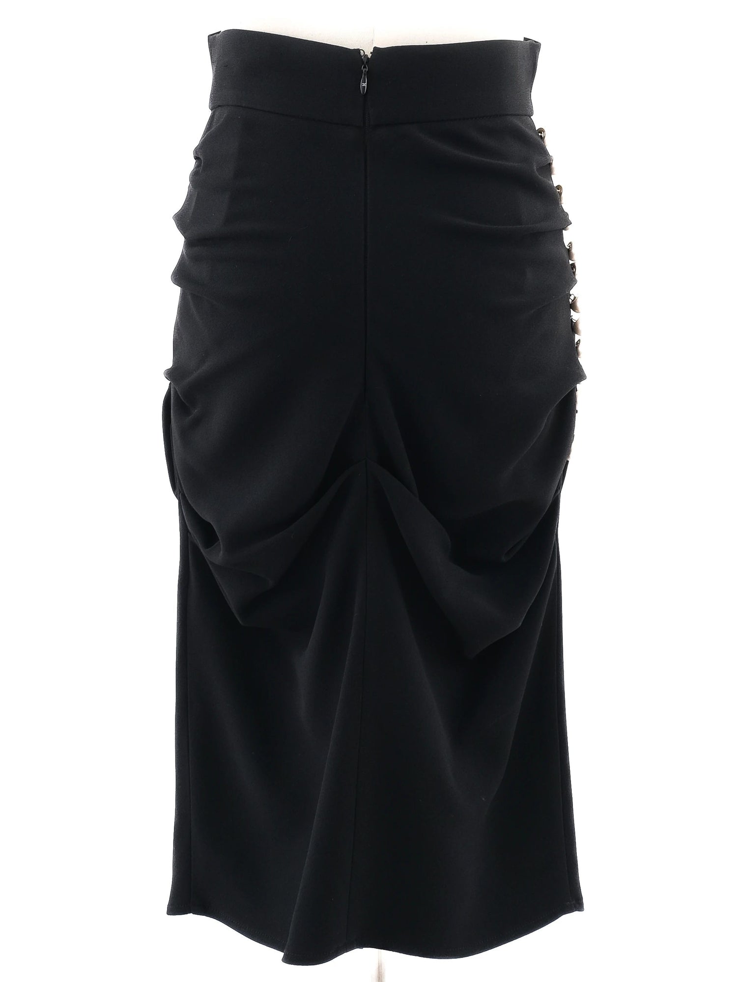 Excellent Elisabetta Franchi Black Ruched Pencil Skirt XS