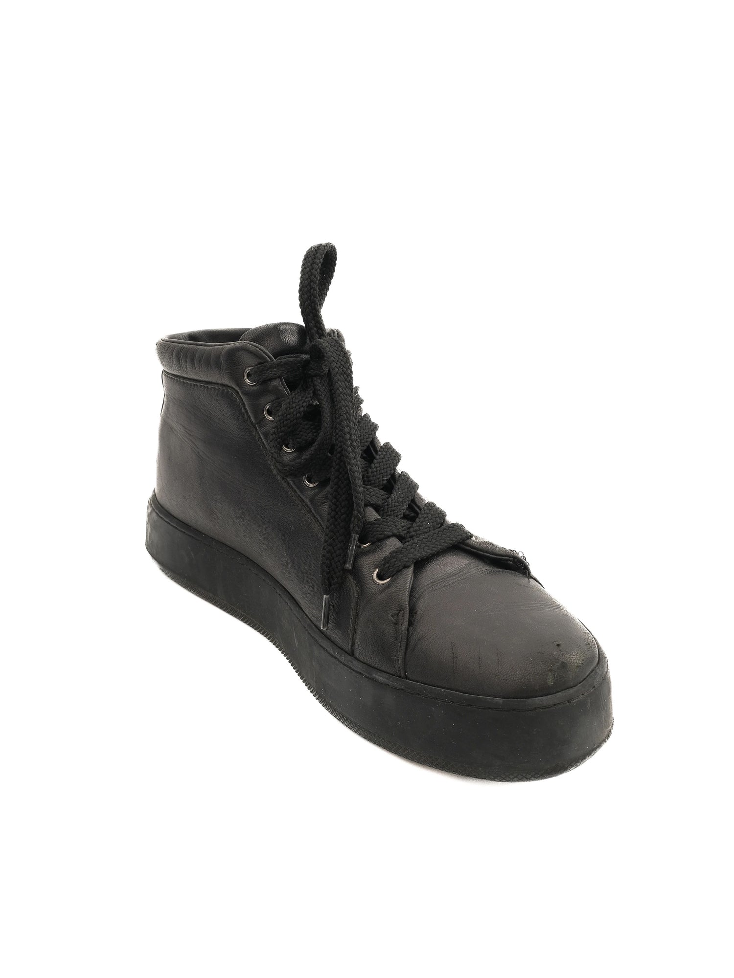 Excellent Max Mara Black Leather Sneakers Size 36.5 Women&