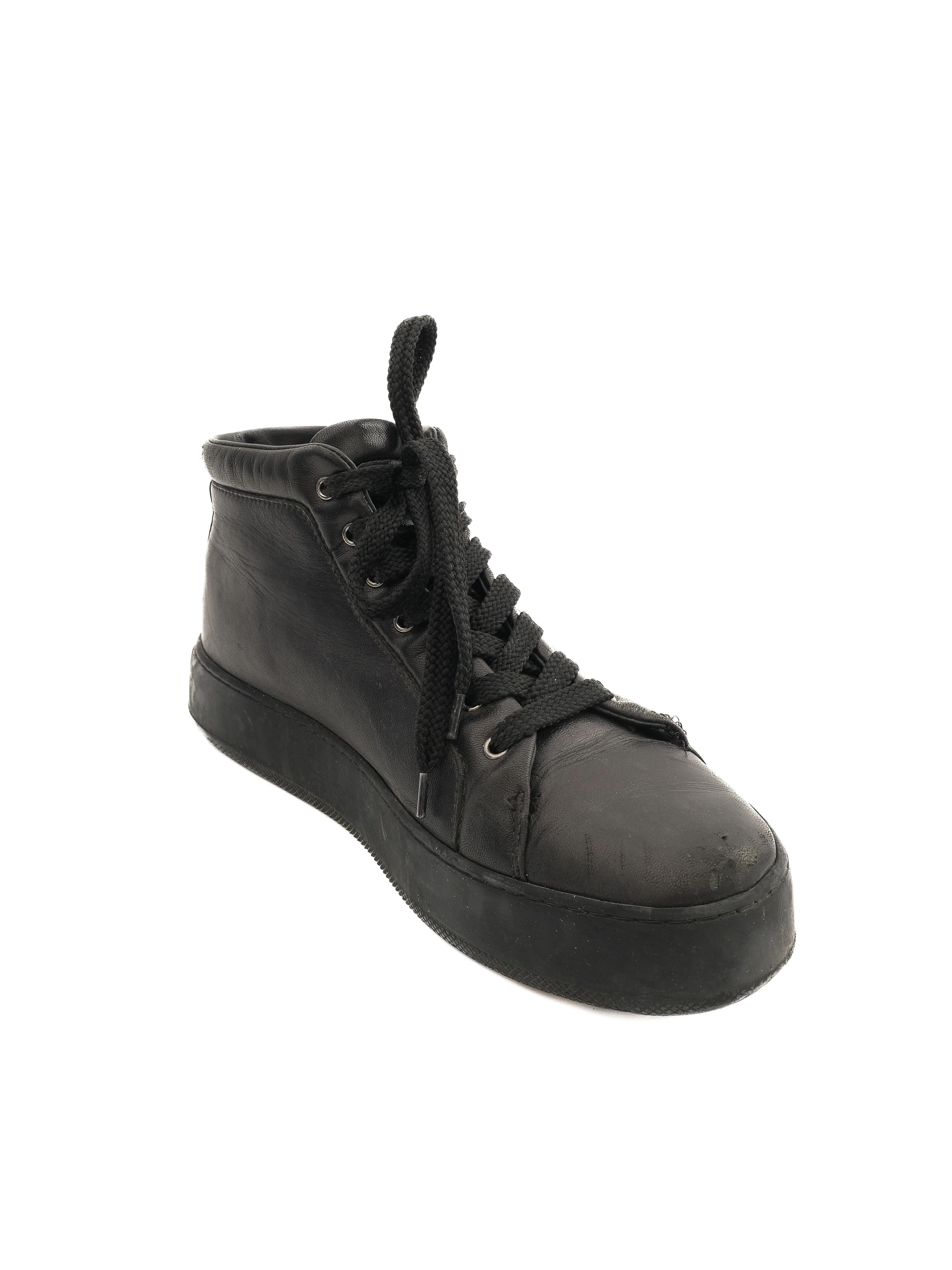 Excellent Max Mara Black Leather Sneakers Size 36.5 Women&