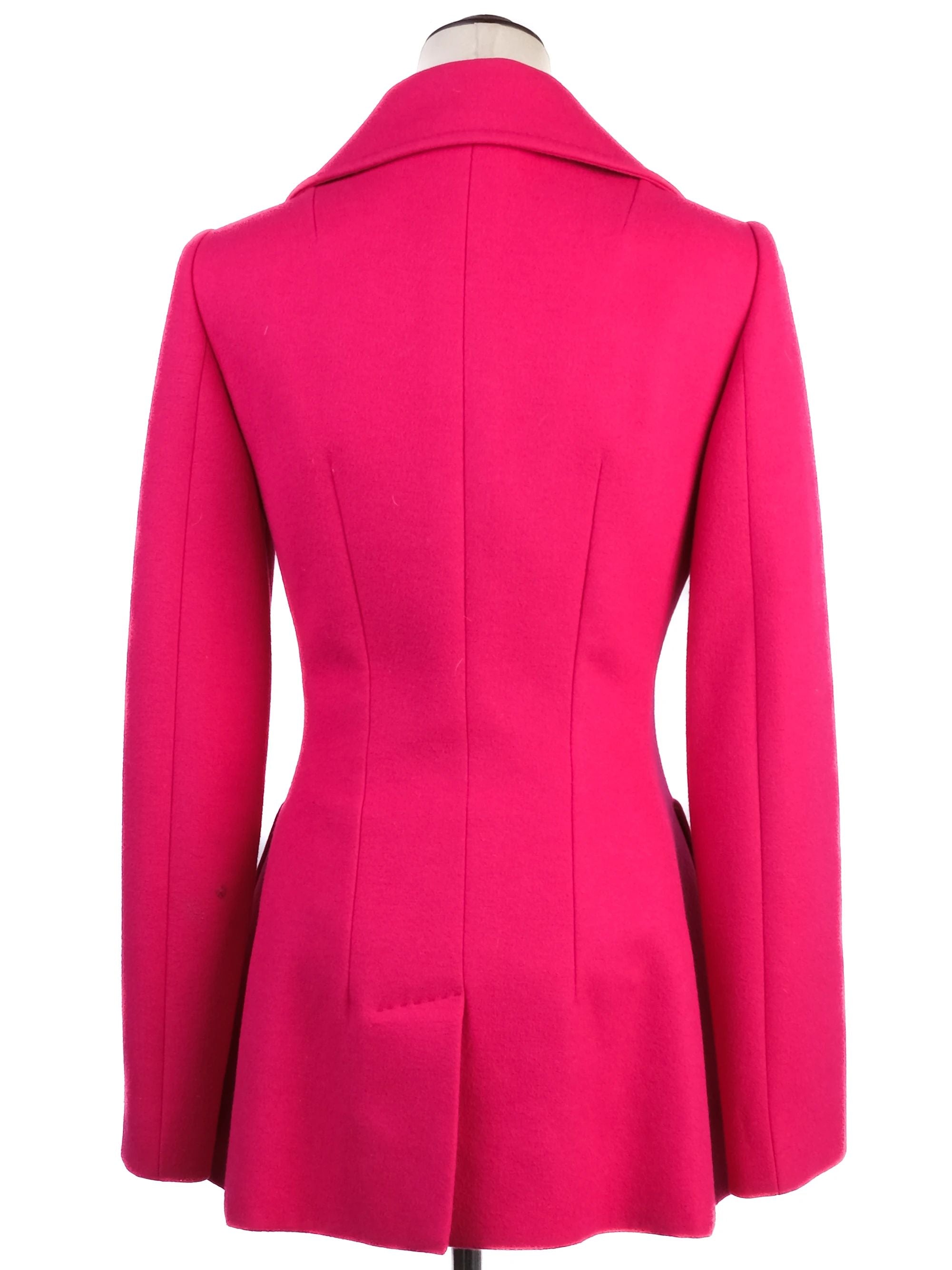 Excellent Dolce Gabbana Pink Wool Coat Size S Made in Italy